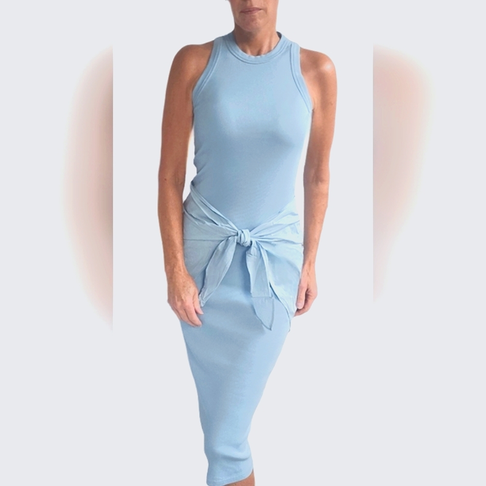 🎁SPECIAL🎁VERONICA BEARD Odeon Layered Ribbed Stretch Midi Dress - Picture 2 of 11